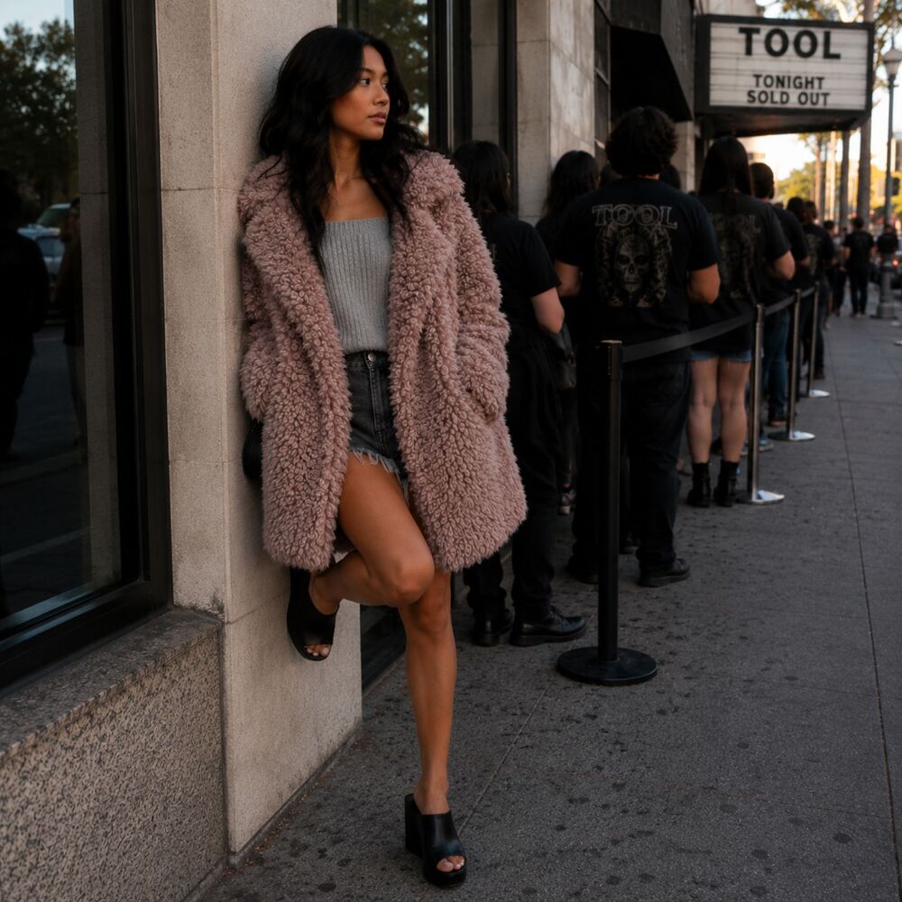 Teddy Faux sheep fur Coat Women S/M Pink Shaggy Jacket